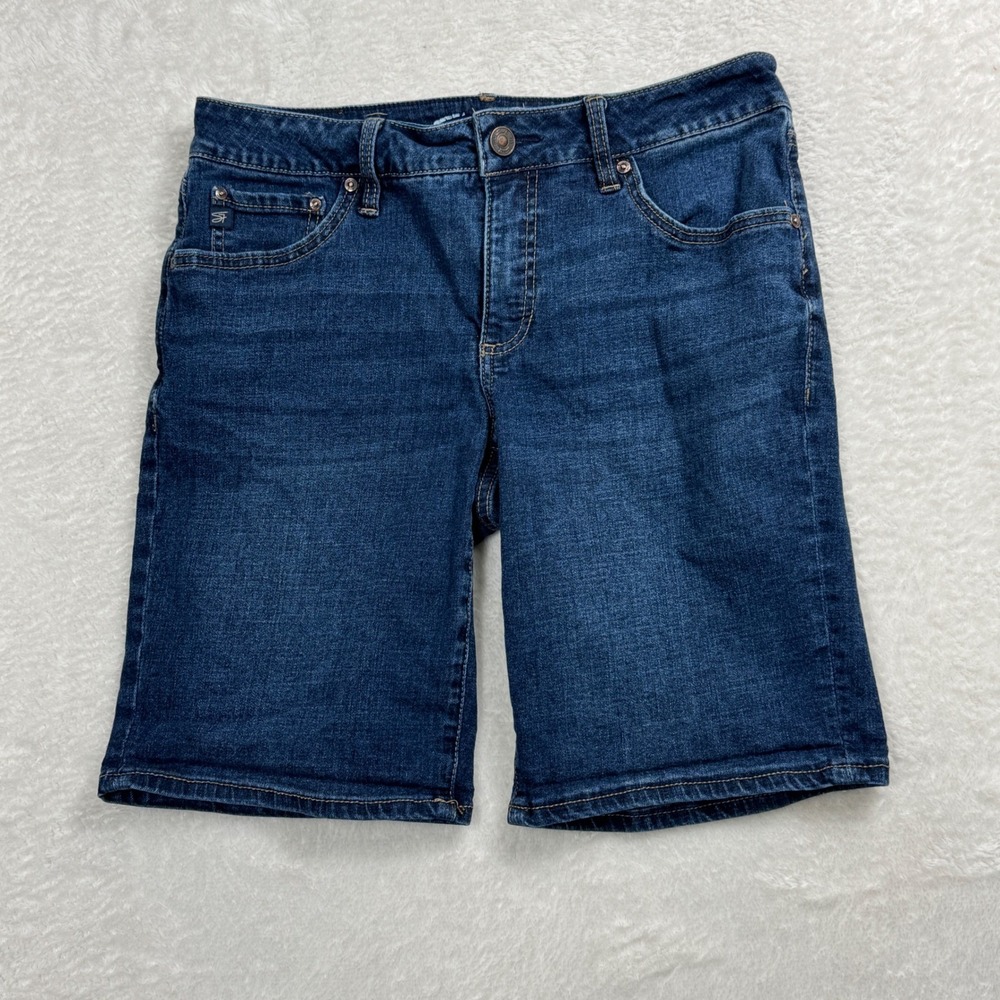 Seven7 Relaxed Bermuda Denim Shorts Womens‎ 4 Dark Wash Stretch Jorts Mid Rise